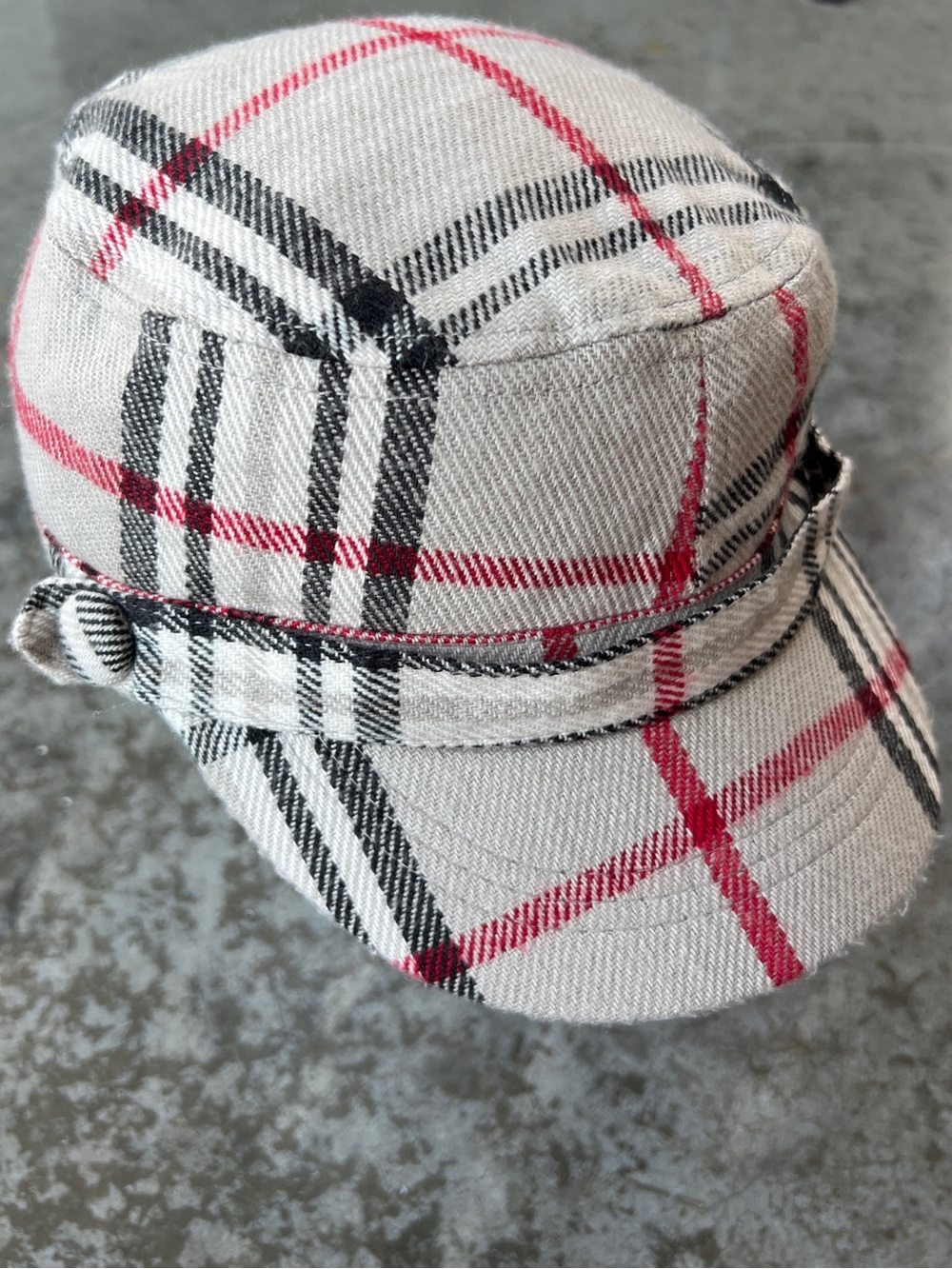 Y2K Plaid Cadet Hat Tartan Military Cap Red Black Grey Hilary Duff Preppy OSFM
